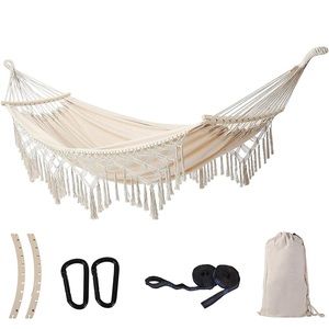 New Hanging Swing Double Max 500lbs Macrame for Indoor Outdoor Patio Yard Garden